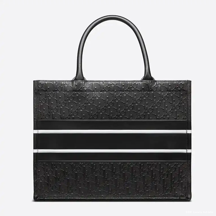 Cheap Embossed Tote Book Oblique Calfskin White Dior Black 0624 Luxury